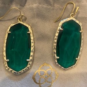 Kendra Scott earrings- greenish color with silver around jewel